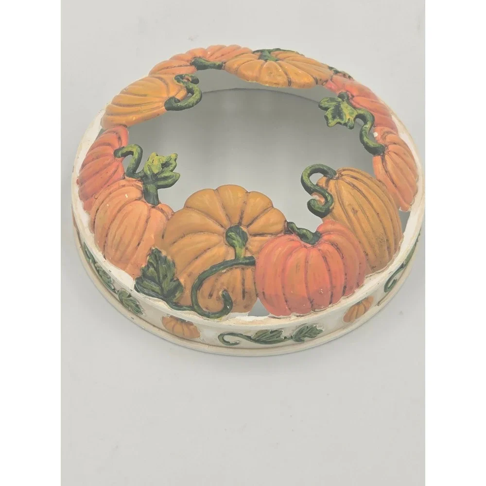 Yankee Candle Pumpkin Jar Topper Metal Candle Shade Fall Harvest Orange